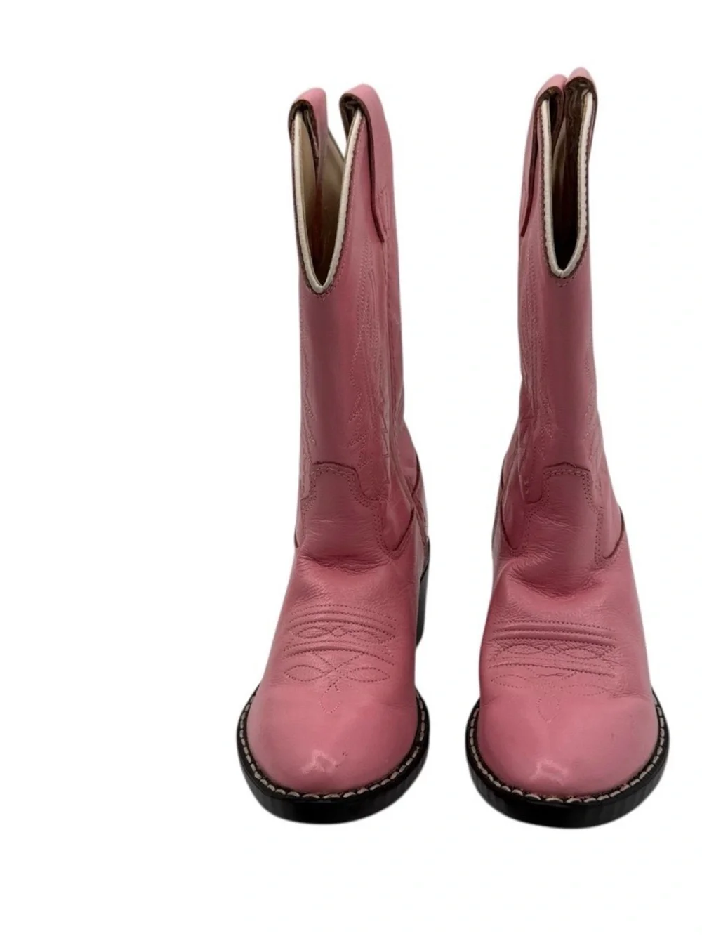 Old West Pink Leather Western Pointed Toe Cowboy Boots Size 12 Toddler